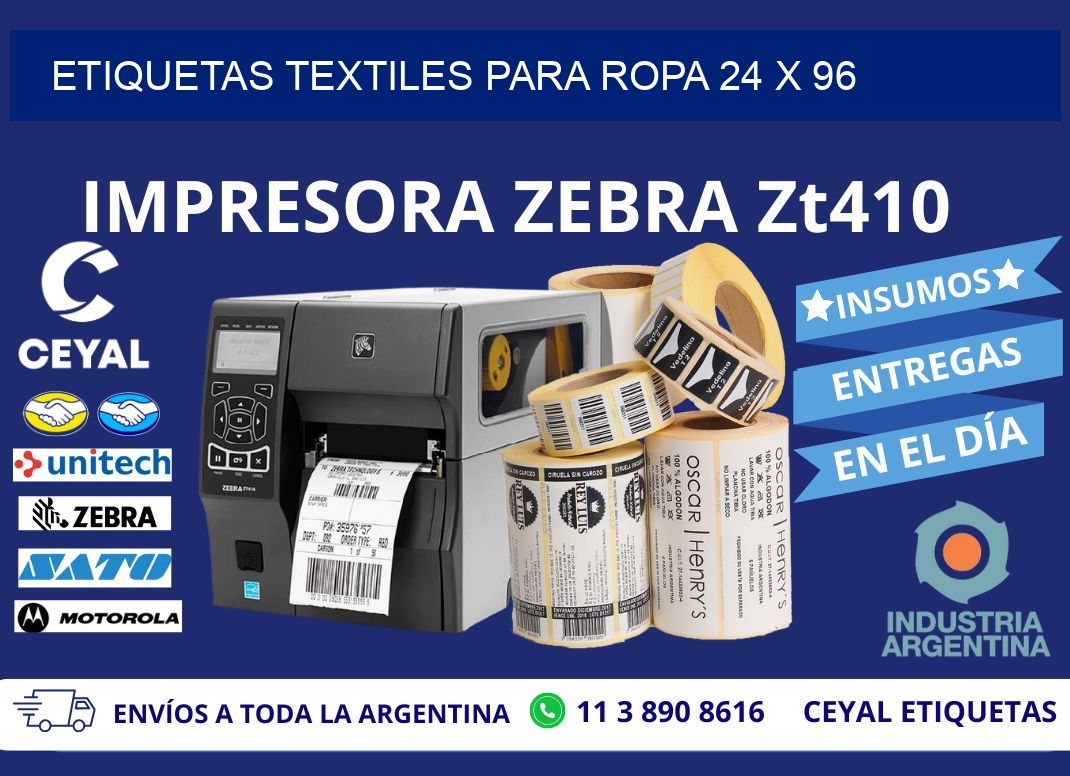 ETIQUETAS TEXTILES PARA ROPA 24 x 96