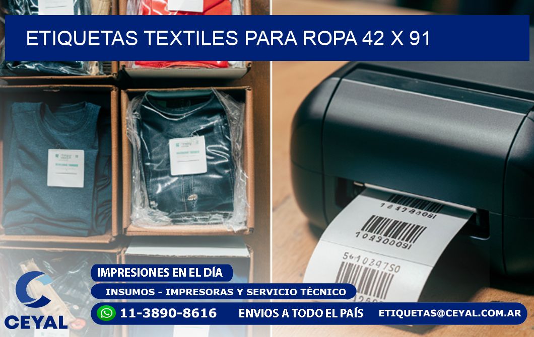 ETIQUETAS TEXTILES PARA ROPA 42 x 91