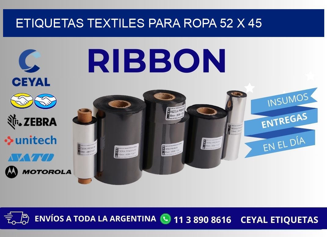 ETIQUETAS TEXTILES PARA ROPA 52 x 45