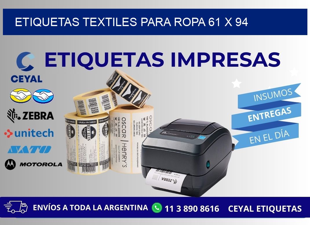 ETIQUETAS TEXTILES PARA ROPA 61 x 94