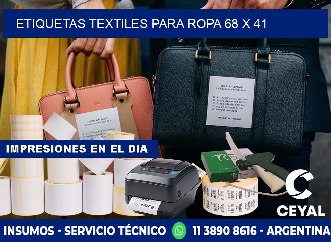 ETIQUETAS TEXTILES PARA ROPA 68 x 41