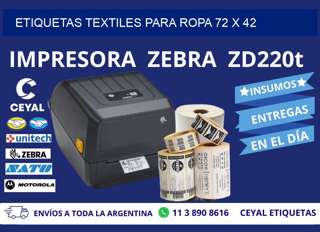 ETIQUETAS TEXTILES PARA ROPA 72 x 42