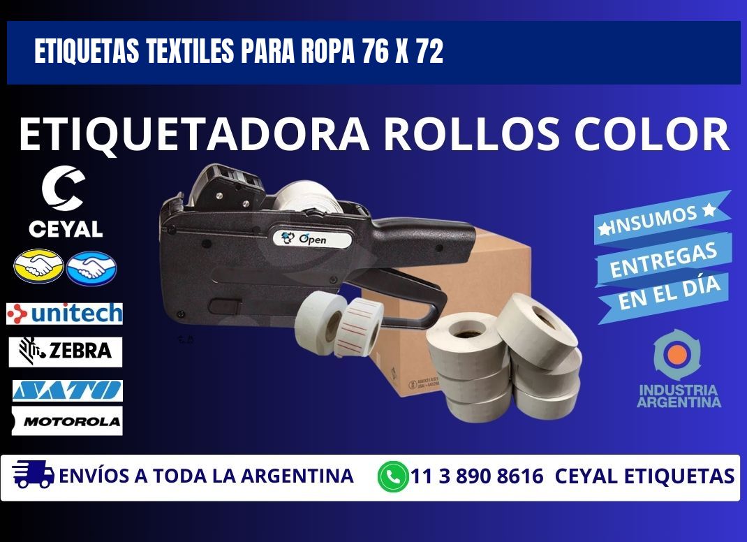 ETIQUETAS TEXTILES PARA ROPA 76 x 72