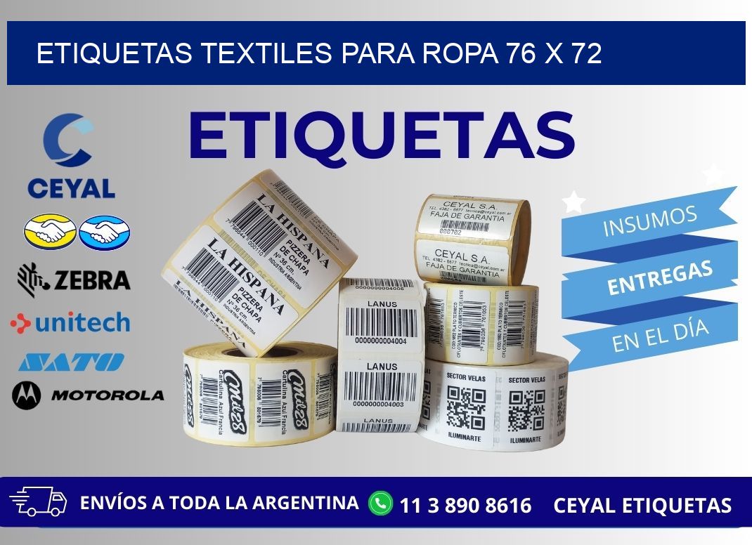 ETIQUETAS TEXTILES PARA ROPA 76 x 72