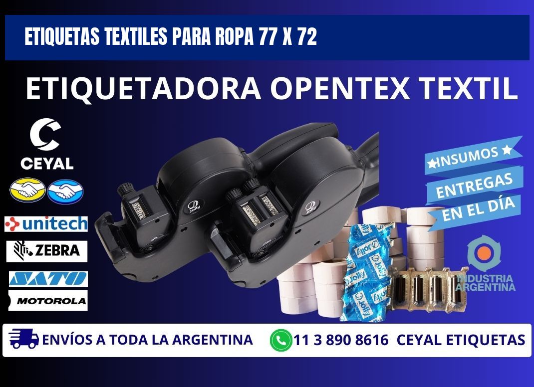 ETIQUETAS TEXTILES PARA ROPA 77 x 72