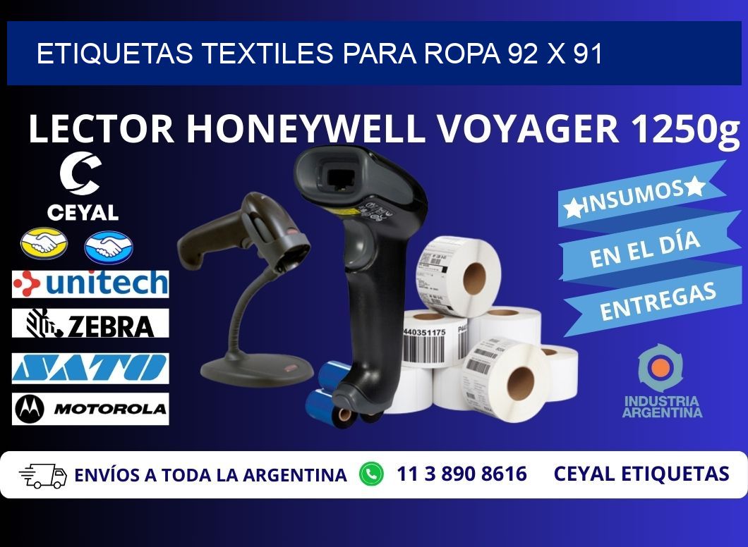 ETIQUETAS TEXTILES PARA ROPA 92 x 91