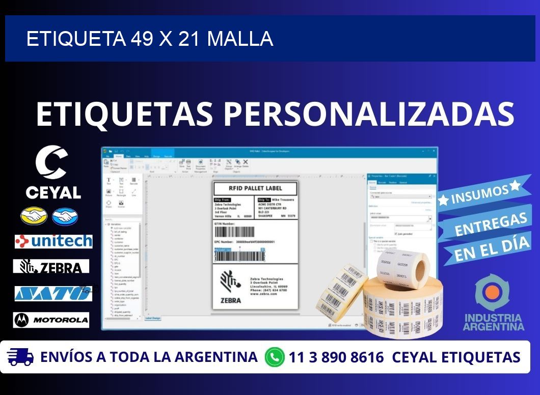 Etiqueta 49 x 21 malla