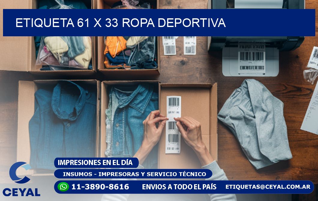 Etiqueta 61 x 33 ropa deportiva