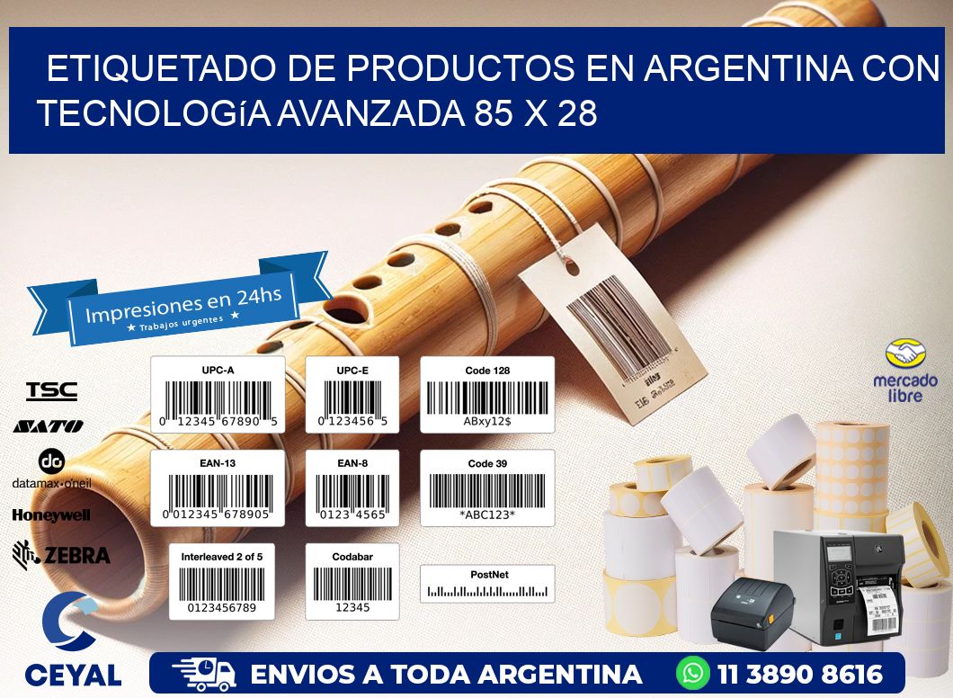 Etiquetado de Productos en Argentina con Tecnología Avanzada 85 x 28