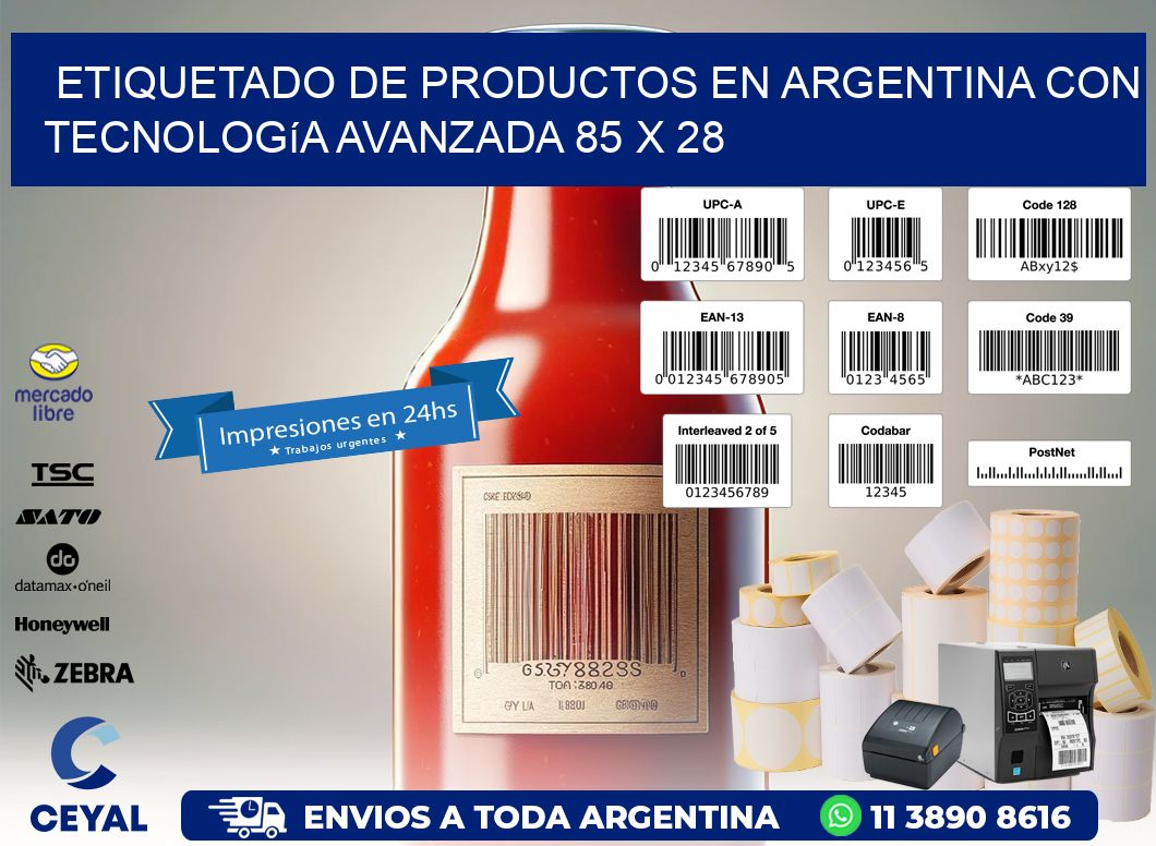 Etiquetado de Productos en Argentina con Tecnología Avanzada 85 x 28