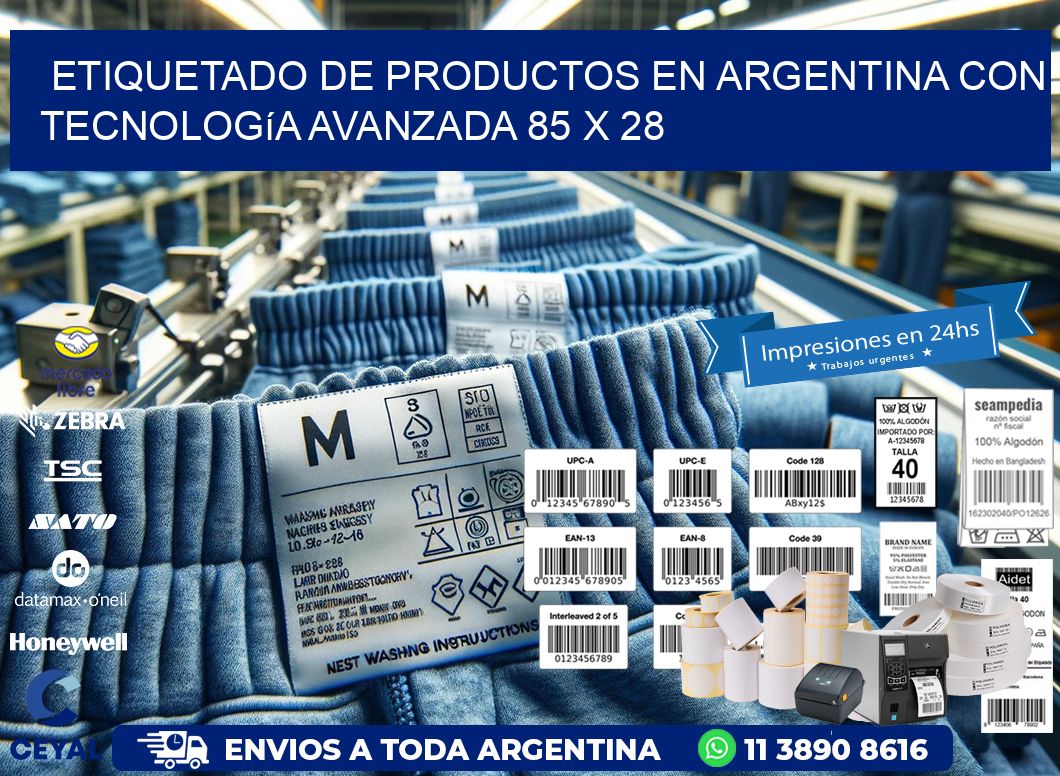 Etiquetado de Productos en Argentina con Tecnología Avanzada 85 x 28