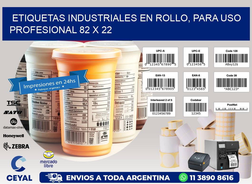 Etiquetas Industriales en Rollo, Para Uso Profesional 82 x 22
