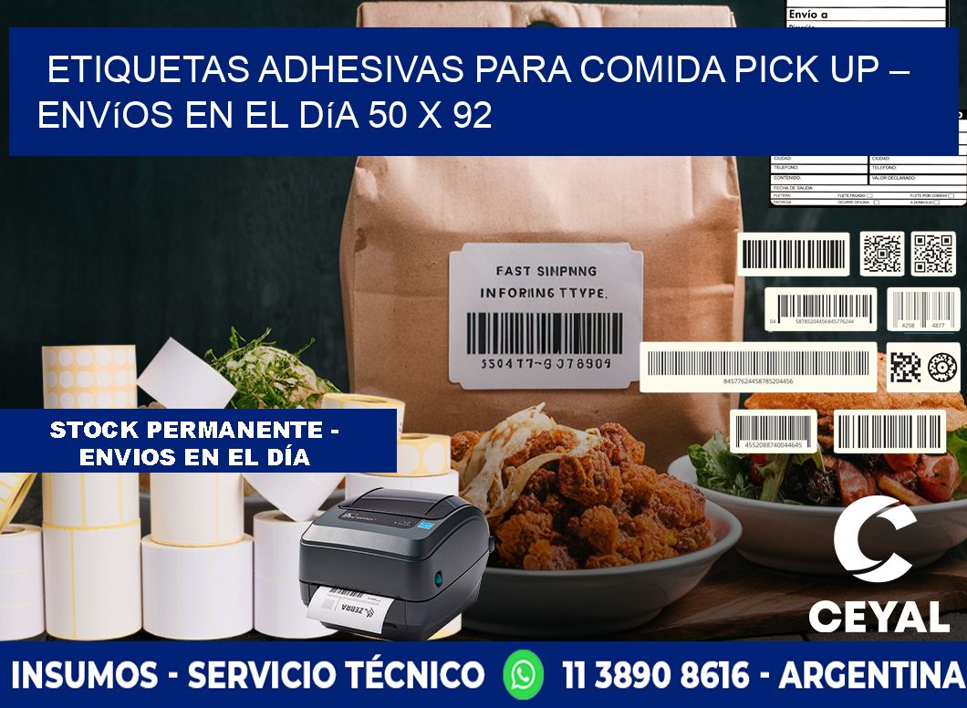 Etiquetas adhesivas para comida pick up – Envíos en el día 50 x 92