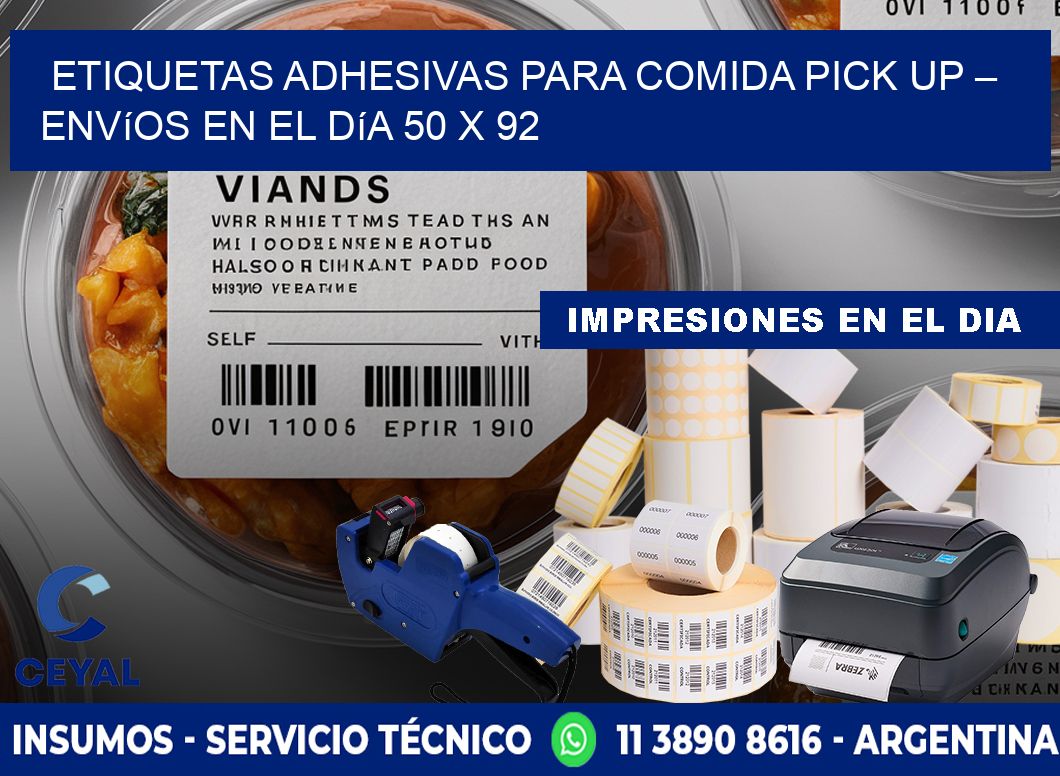 Etiquetas adhesivas para comida pick up – Envíos en el día 50 x 92