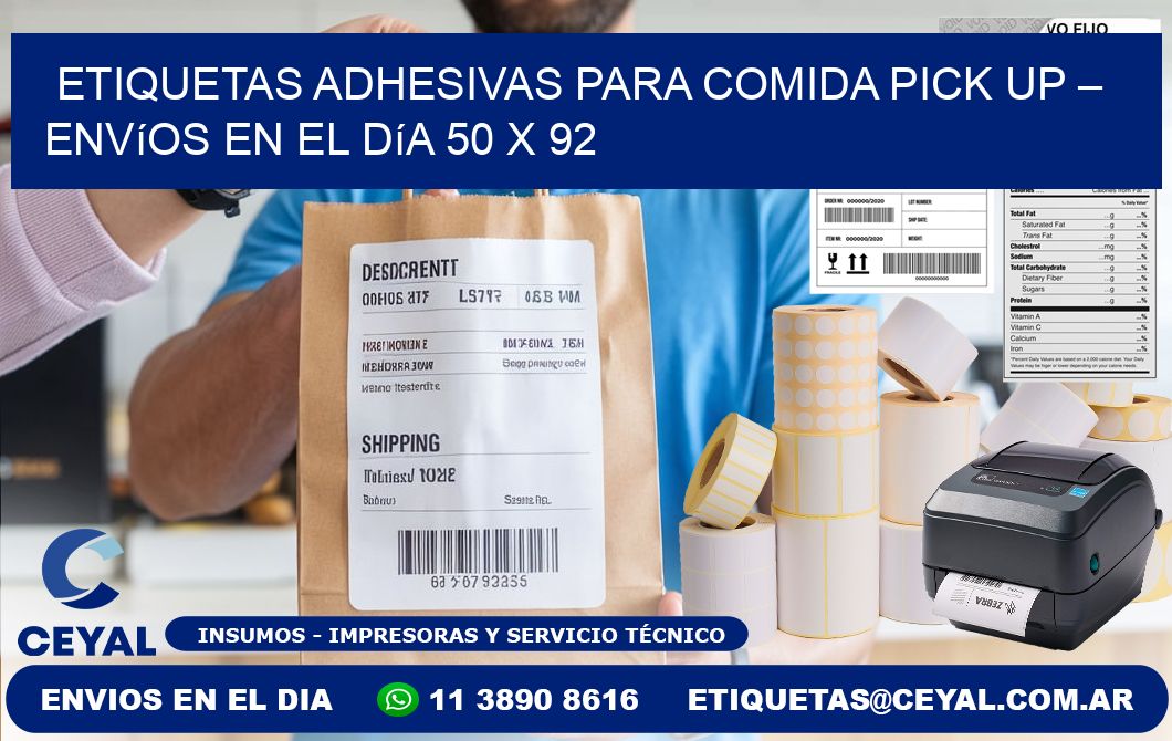 Etiquetas adhesivas para comida pick up – Envíos en el día 50 x 92