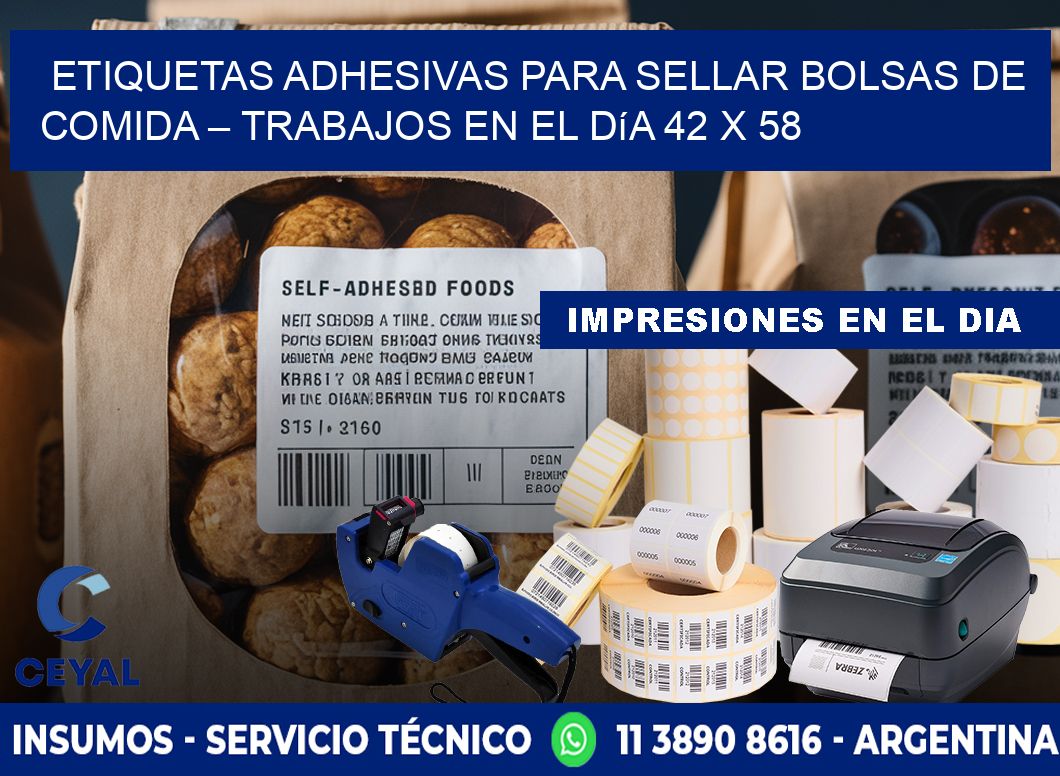 Etiquetas adhesivas para sellar bolsas de comida – Trabajos en el día 42 x 58