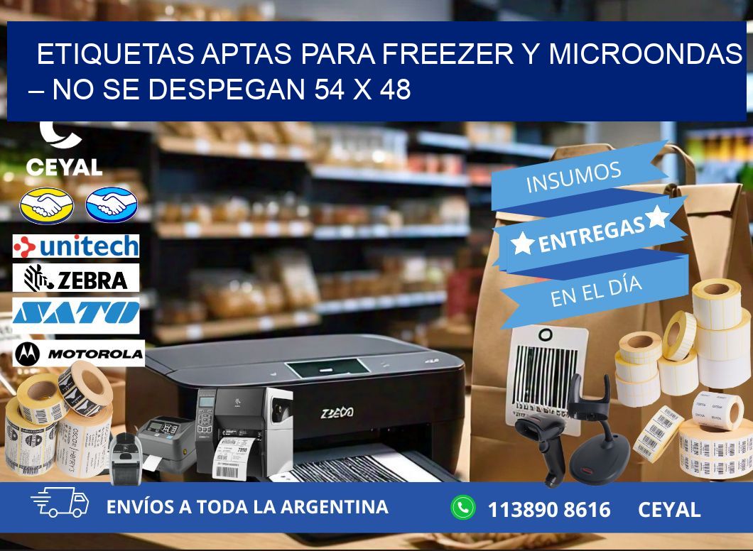 Etiquetas aptas para freezer y microondas – No se despegan 54 x 48