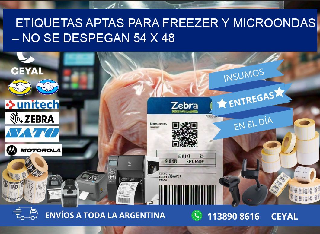 Etiquetas aptas para freezer y microondas – No se despegan 54 x 48