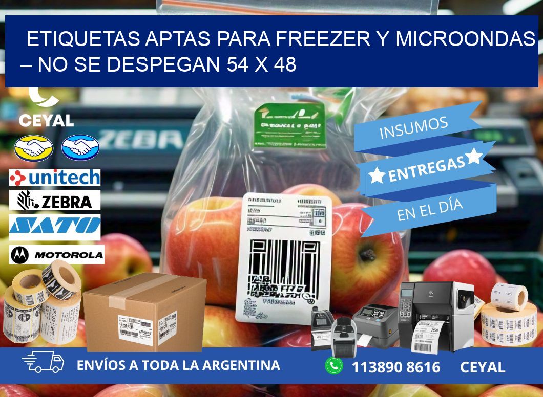 Etiquetas aptas para freezer y microondas – No se despegan 54 x 48