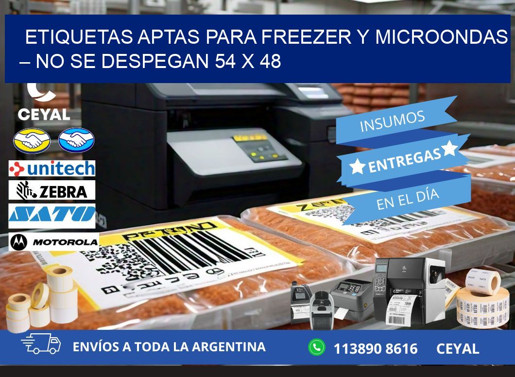 Etiquetas aptas para freezer y microondas – No se despegan 54 x 48