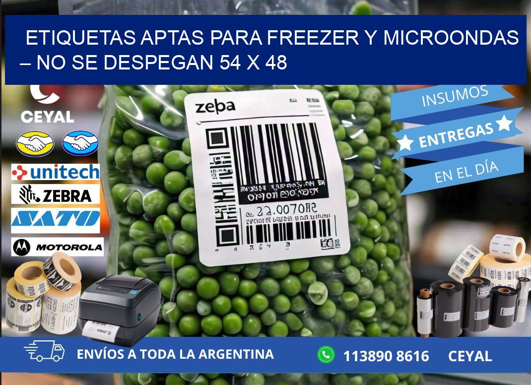 Etiquetas aptas para freezer y microondas – No se despegan 54 x 48