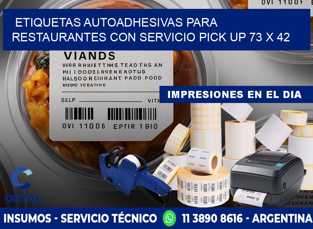 Etiquetas autoadhesivas para restaurantes con servicio pick up 73 x 42