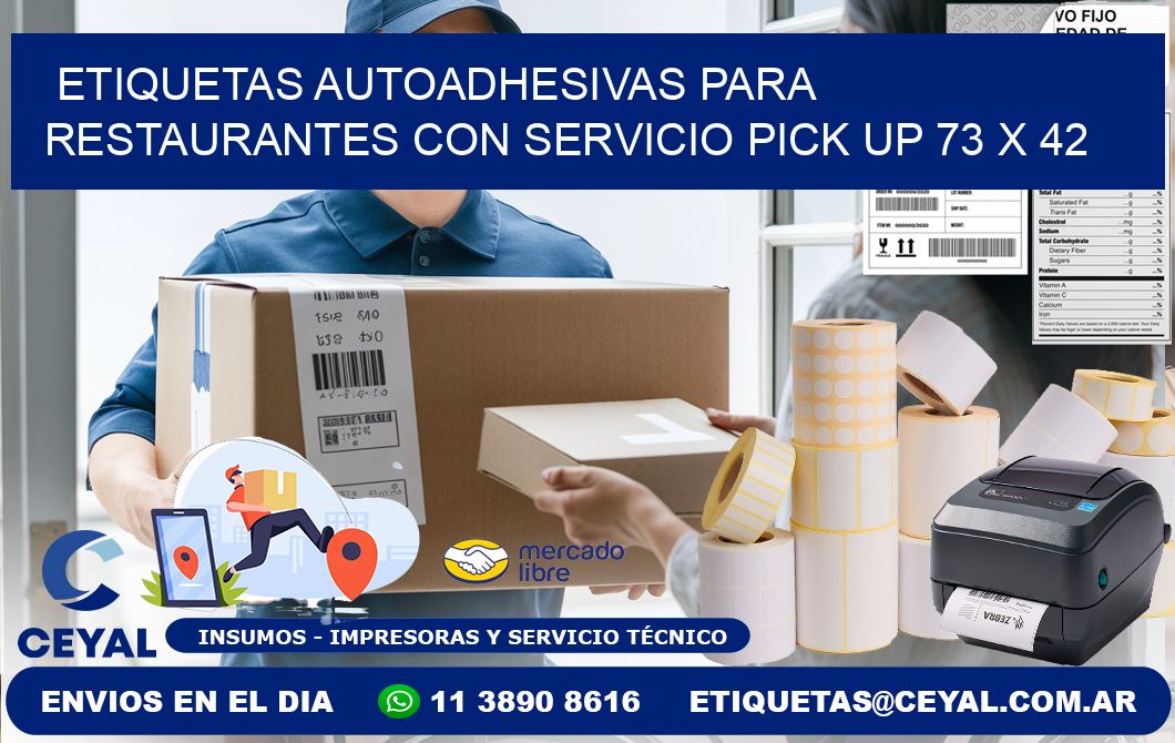 Etiquetas autoadhesivas para restaurantes con servicio pick up 73 x 42