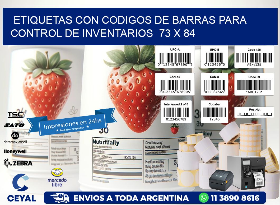 Etiquetas con Codigos de Barras para Control de Inventarios  73 x 84