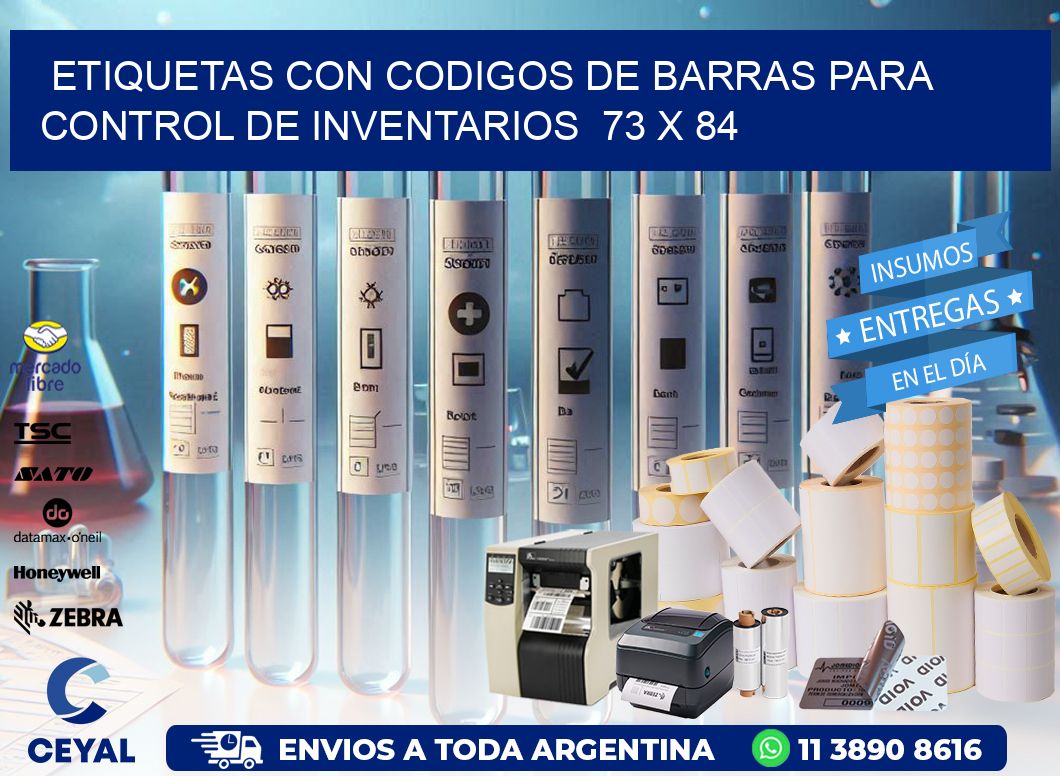 Etiquetas con Codigos de Barras para Control de Inventarios  73 x 84