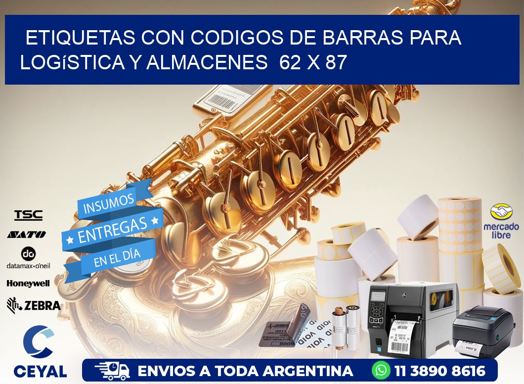 Etiquetas con Codigos de Barras para Logística y Almacenes  62 x 87