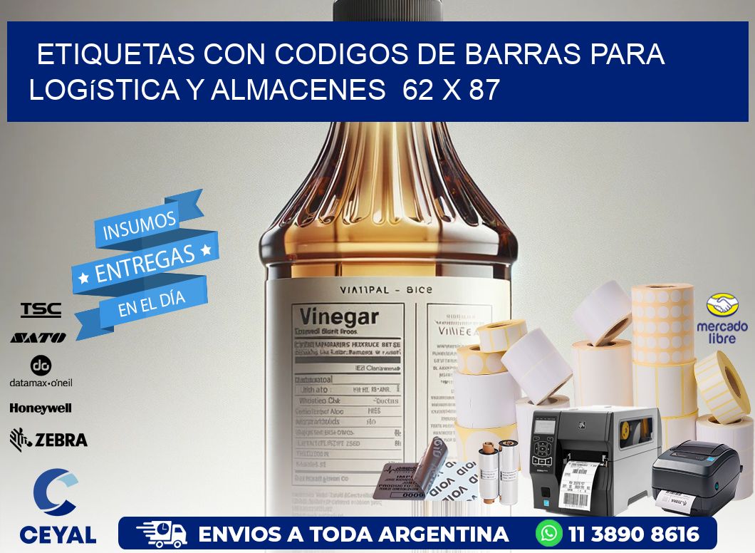 Etiquetas con Codigos de Barras para Logística y Almacenes  62 x 87