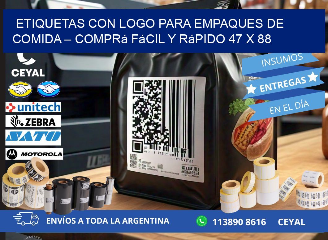 Etiquetas con logo para empaques de comida – Comprá fácil y rápido 47 x 88