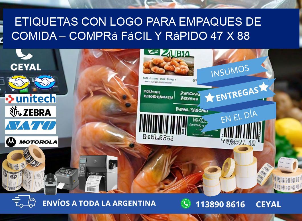 Etiquetas con logo para empaques de comida – Comprá fácil y rápido 47 x 88