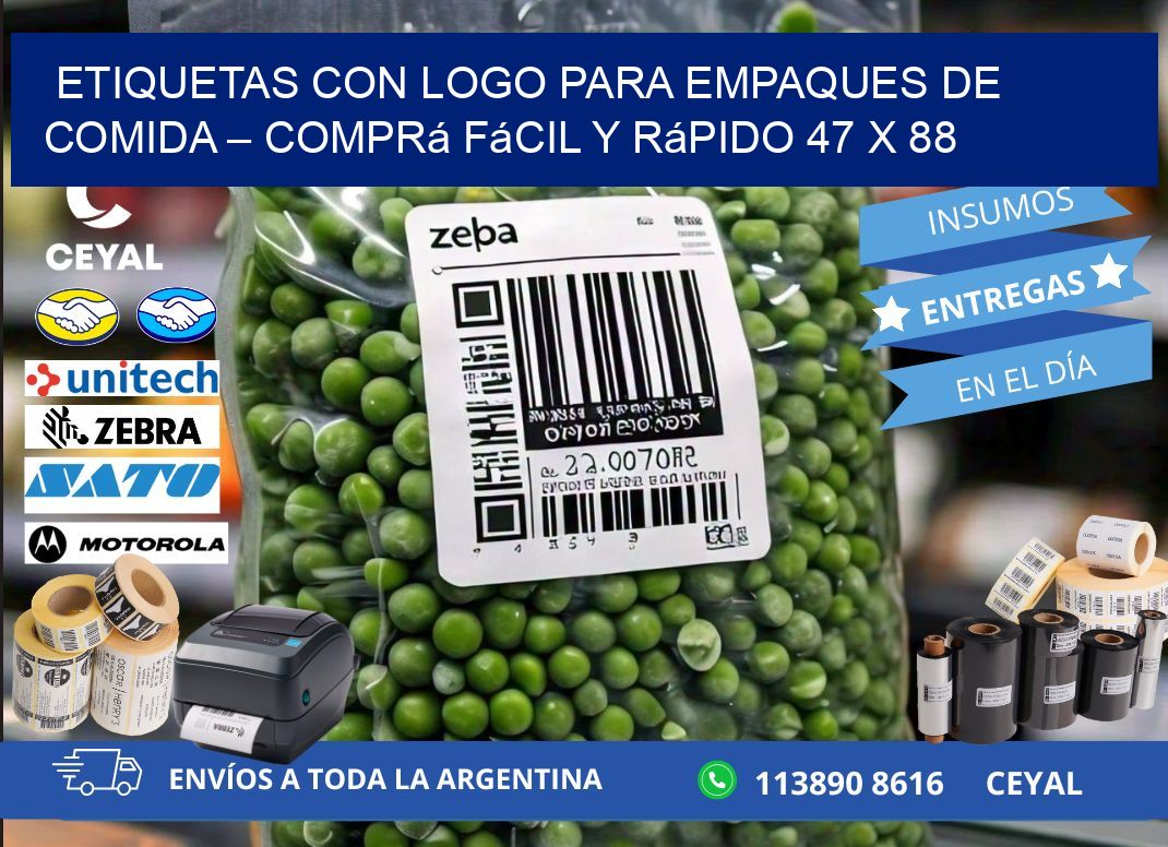 Etiquetas con logo para empaques de comida – Comprá fácil y rápido 47 x 88