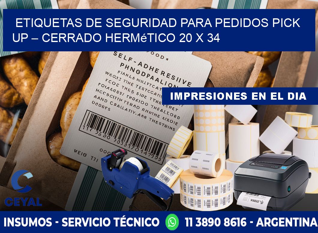 Etiquetas de seguridad para pedidos pick up – Cerrado hermético 20 x 34