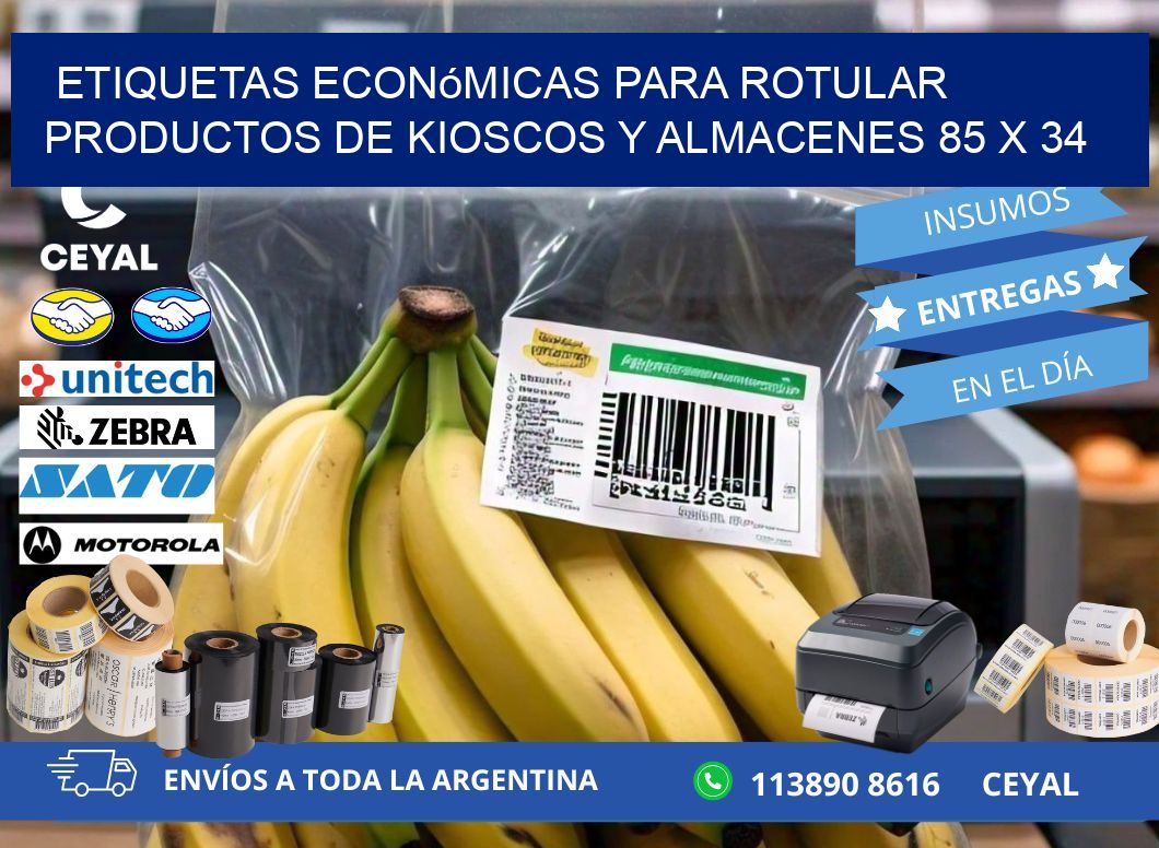 Etiquetas económicas para rotular productos de kioscos y almacenes 85 x 34