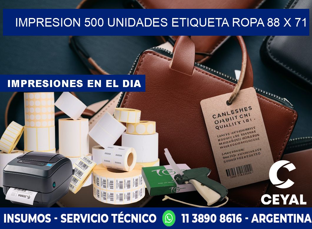 IMPRESION 500 UNIDADES ETIQUETA ROPA 88 x 71