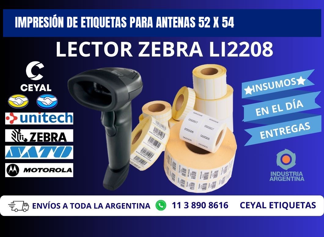 IMPRESIÓN DE ETIQUETAS PARA ANTENAS 52 x 54