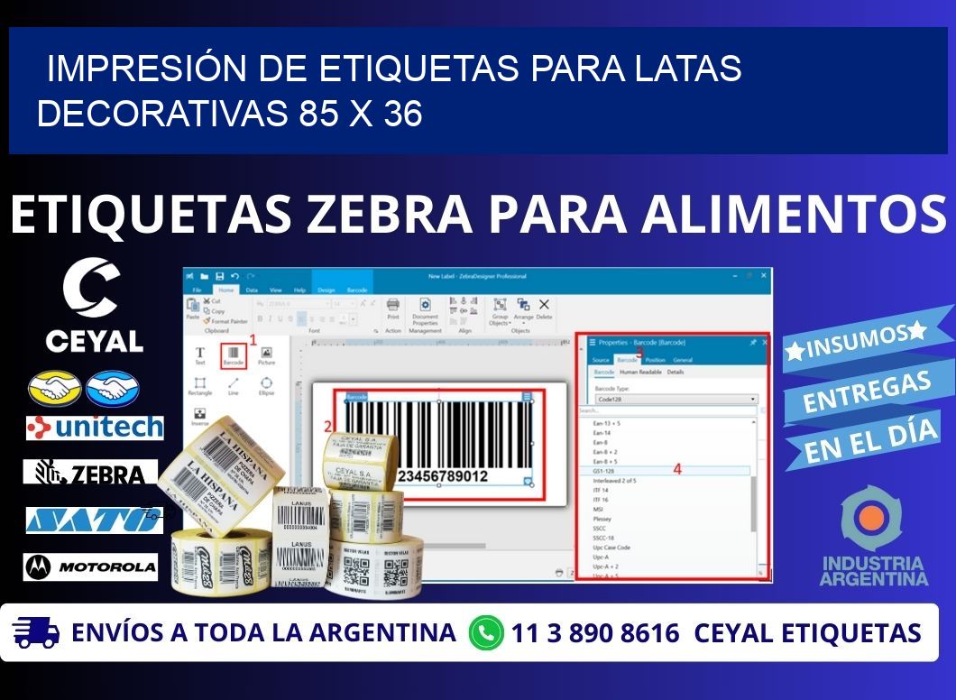 IMPRESIÓN DE ETIQUETAS PARA LATAS DECORATIVAS 85 x 36