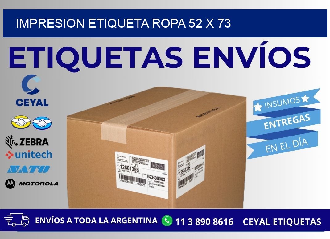 IMPRESION ETIQUETA ROPA 52 x 73