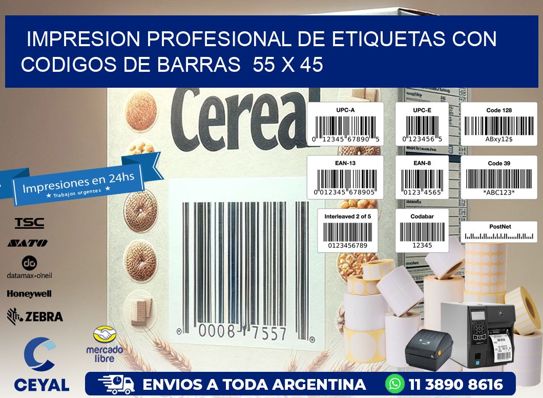 Impresion Profesional de Etiquetas con Codigos de Barras  55 x 45