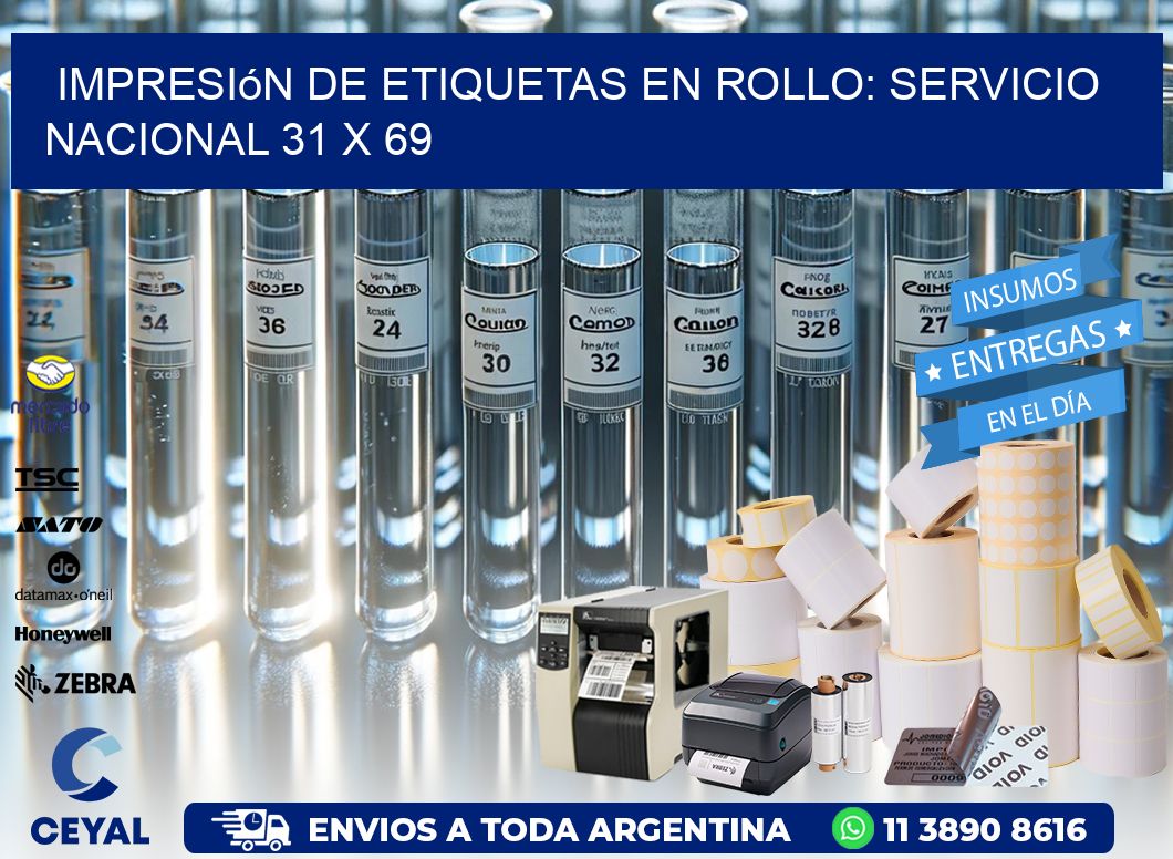 Impresión de Etiquetas en Rollo: Servicio Nacional 31 x 69