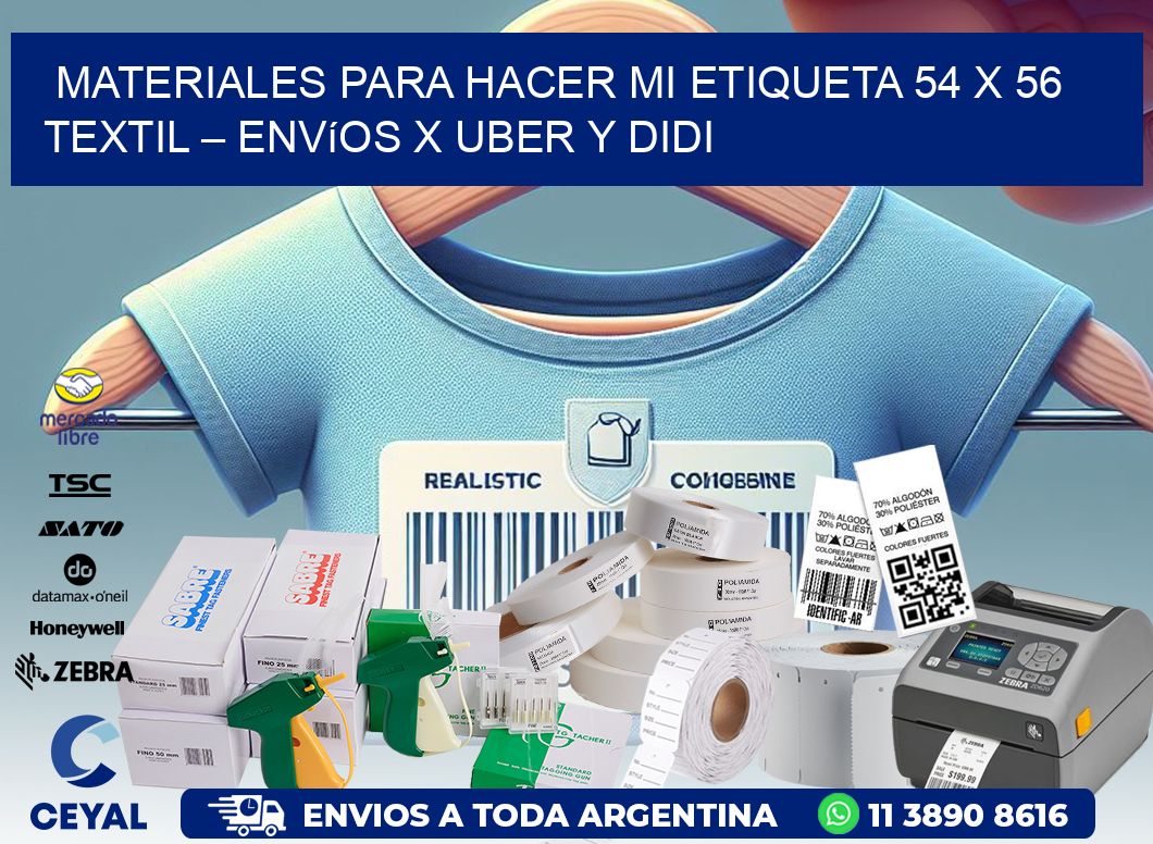 Materiales para hacer mi Etiqueta 54 x 56 textil – Envíos x Uber y DiDi