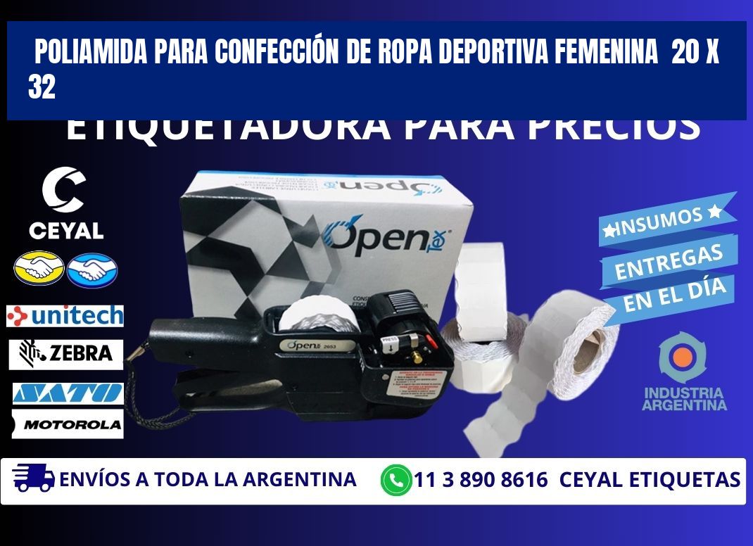 POLIAMIDA PARA CONFECCIÓN DE ROPA DEPORTIVA FEMENINA  20 x 32