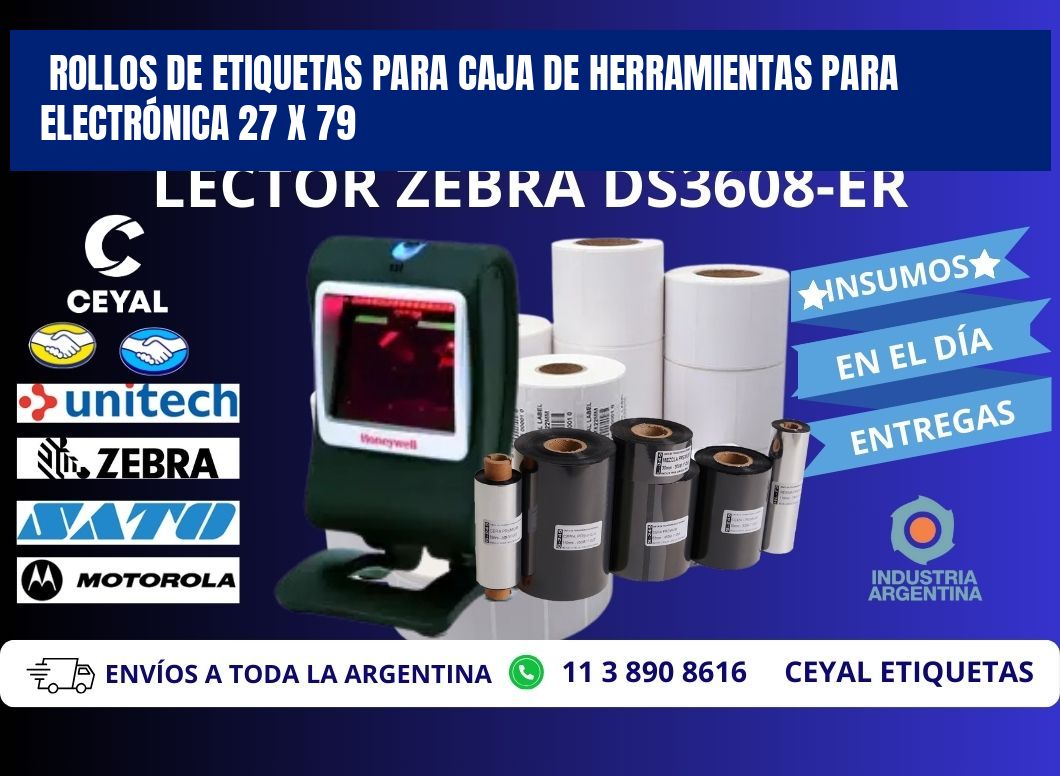 ROLLOS DE ETIQUETAS PARA CAJA DE HERRAMIENTAS PARA ELECTRÓNICA 27 x 79