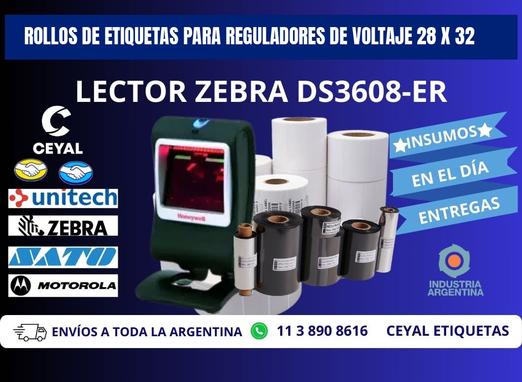 ROLLOS DE ETIQUETAS PARA REGULADORES DE VOLTAJE 28 x 32