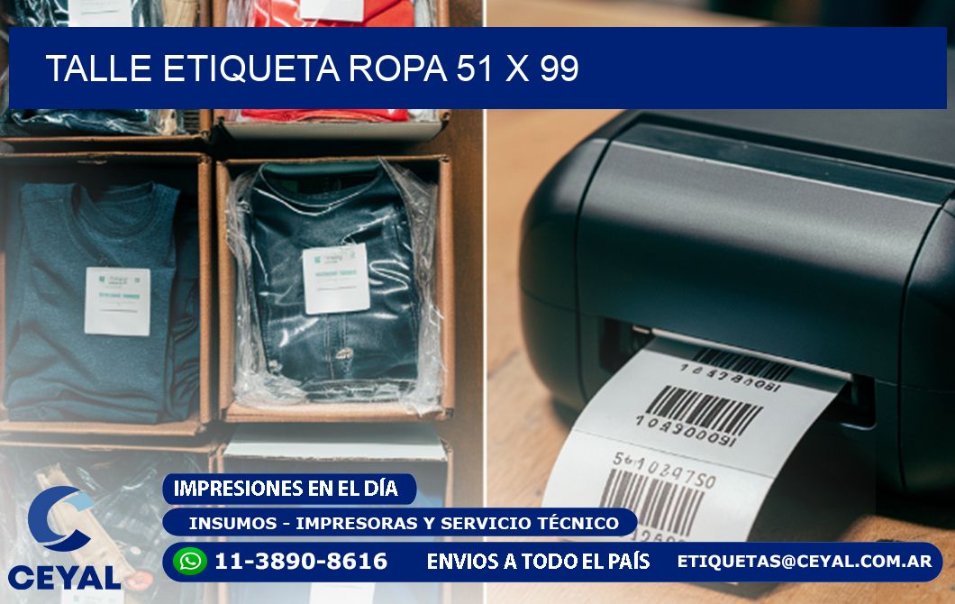 TALLE ETIQUETA ROPA 51 x 99