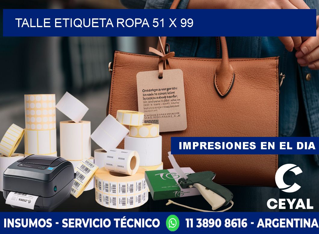 TALLE ETIQUETA ROPA 51 x 99