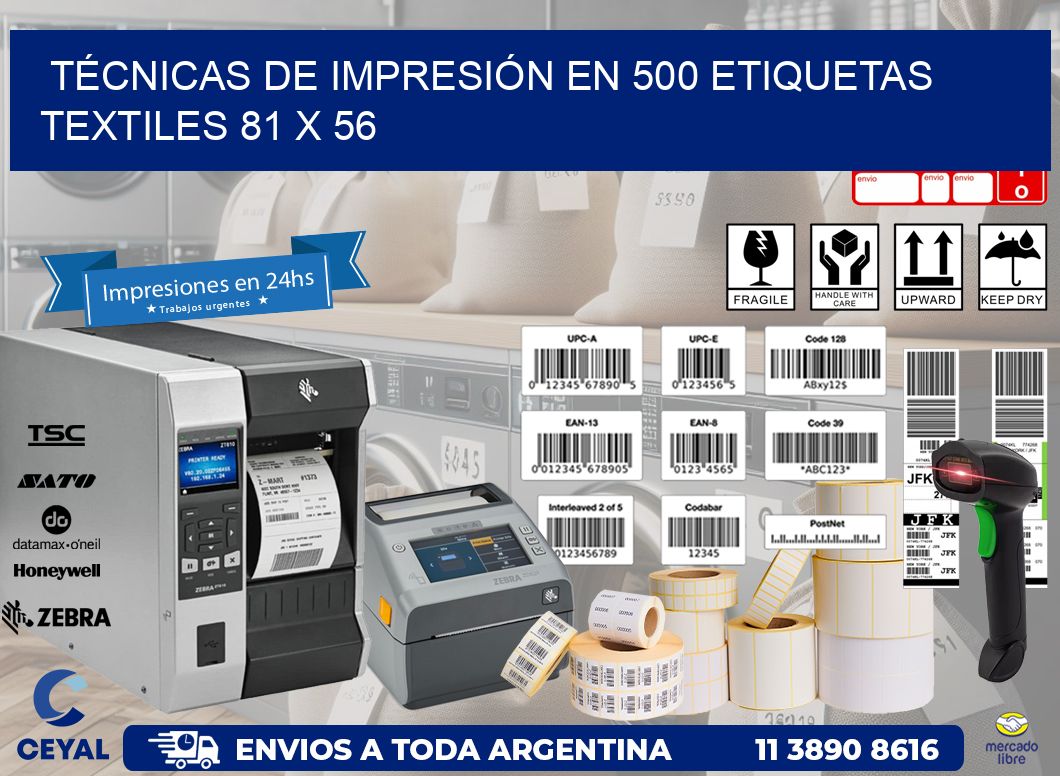 TÉCNICAS DE IMPRESIÓN EN 500 ETIQUETAS TEXTILES 81 x 56