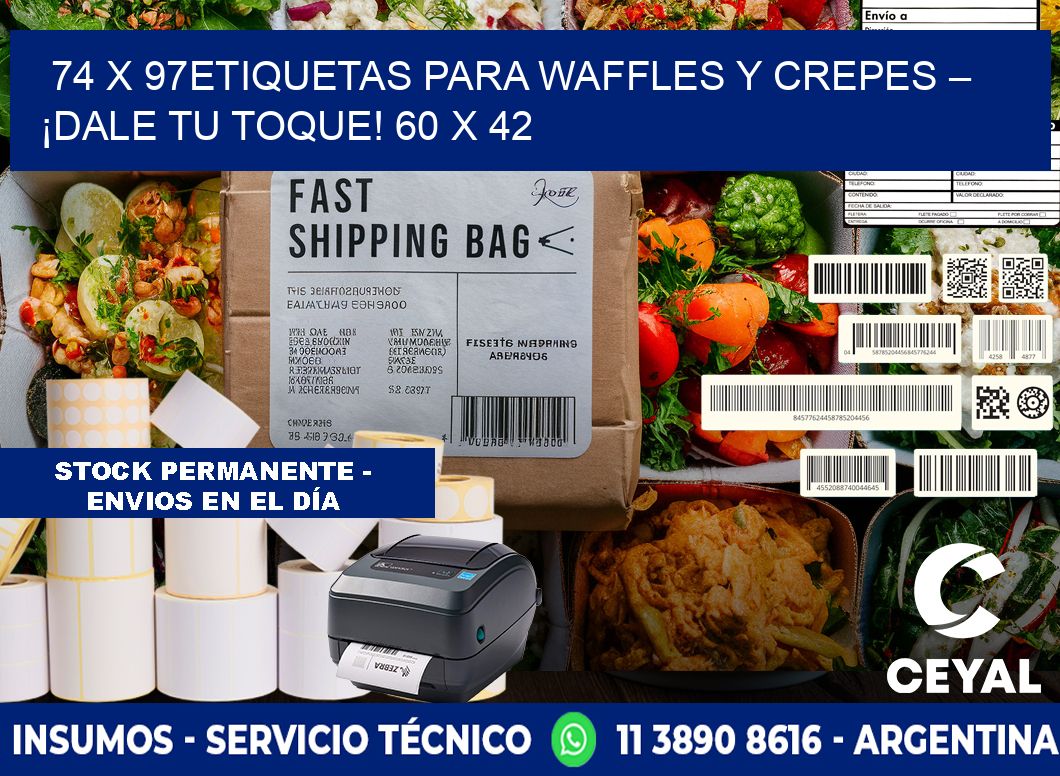 74 x 97Etiquetas para waffles y crepes – ¡Dale tu toque! 60 x 42